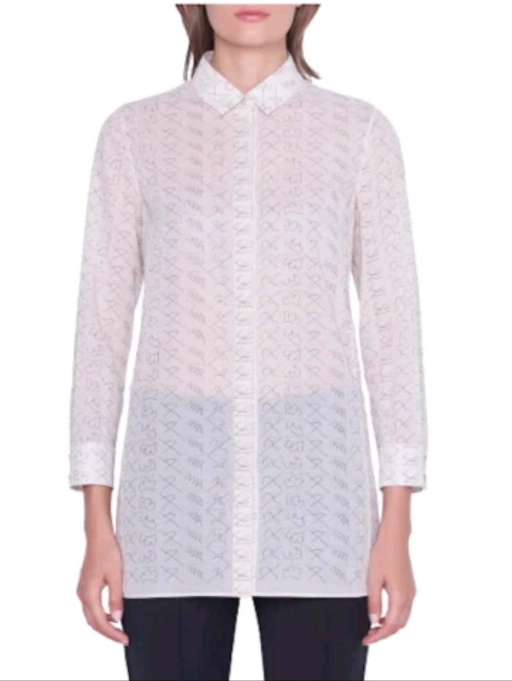 Akris Leporello print cotton voile tunic shirt
